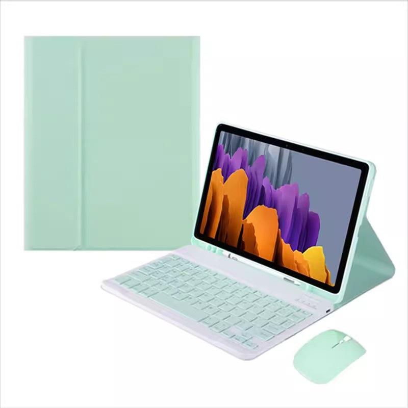 Bluetooth Keyboard & Silicone Protective Case: Compatible with Samsung S6 Lite/S7/S8/S9 Tablets, 11-Inch, with Pen Slot & Mouse