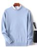 Men's 100% Wool Round Neck Long Sleeve Knit Pullover - Autumn/Winter Solid Color Base Layer