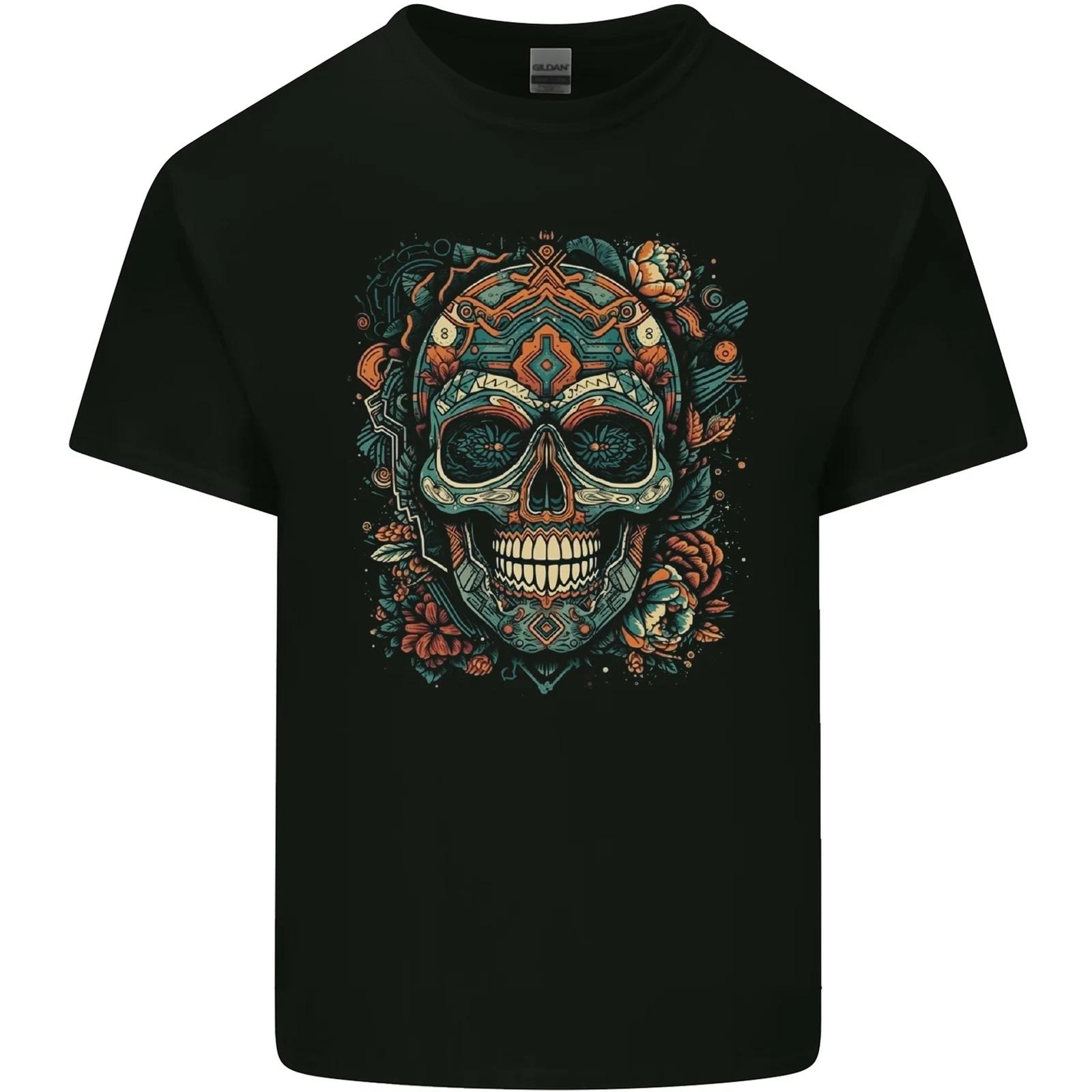 An Aztec Skull Mexico Kids T-Shirt Childrens XL