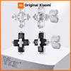 Vnox Personality Zircon Cross Earrings for Men Women, Double Cross Stud Earrings, Unisex Faith Creative Fashion Jewelry