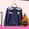 Girls' Sailor Collar Cartoon Sweatshirt - Seasonal Casual Top for Fall and Winter