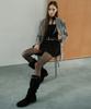 Mongdol Buckle Strap Cow Leather Suede Shirred Long Boots Mdac045_2 Colors