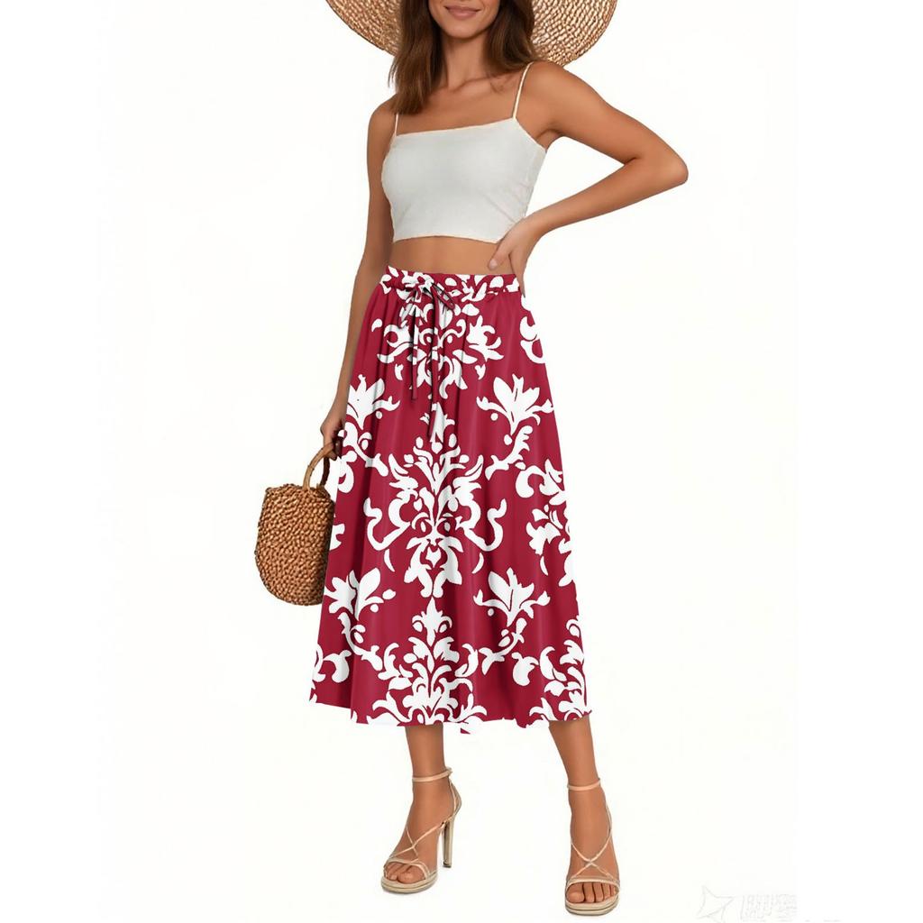 Women's Skirt Bohemian Skirt Floral Print Casual Temperament Pocket Skirt