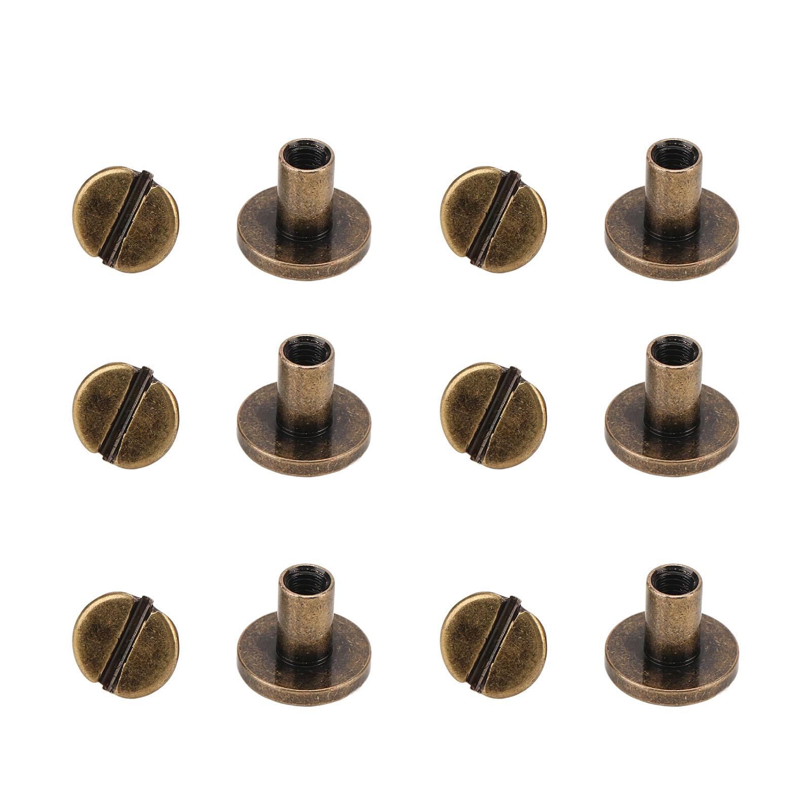 

120set Chicago Screws 9.5x8mm DIY Burr Free Brass Curved Appearance Flat Head Electroplating Leather Rivet Tool антична латунь кольору