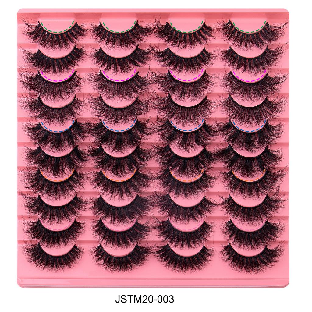 New20Mixed set of false eyelashes, natural one-piece, curled, thick, messy, and voluminous, European and American style