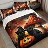 Halloween Bedding Set Black Cat Pumpkin 3D Printed Cozy Duvet Cover Set King Queen Twin Single Size Birthday Gift Bedroom Decor