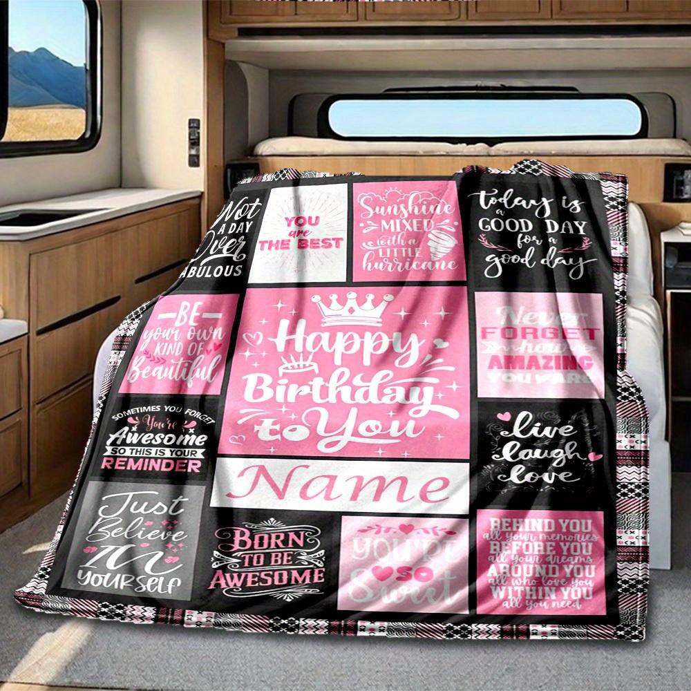 Birthday Customize Your Name Rv Blanket Soft Warm Lightweight Allseason Multipurpose Blanket For Travel Camping Picnic Sofa Bed Living Room Suitable