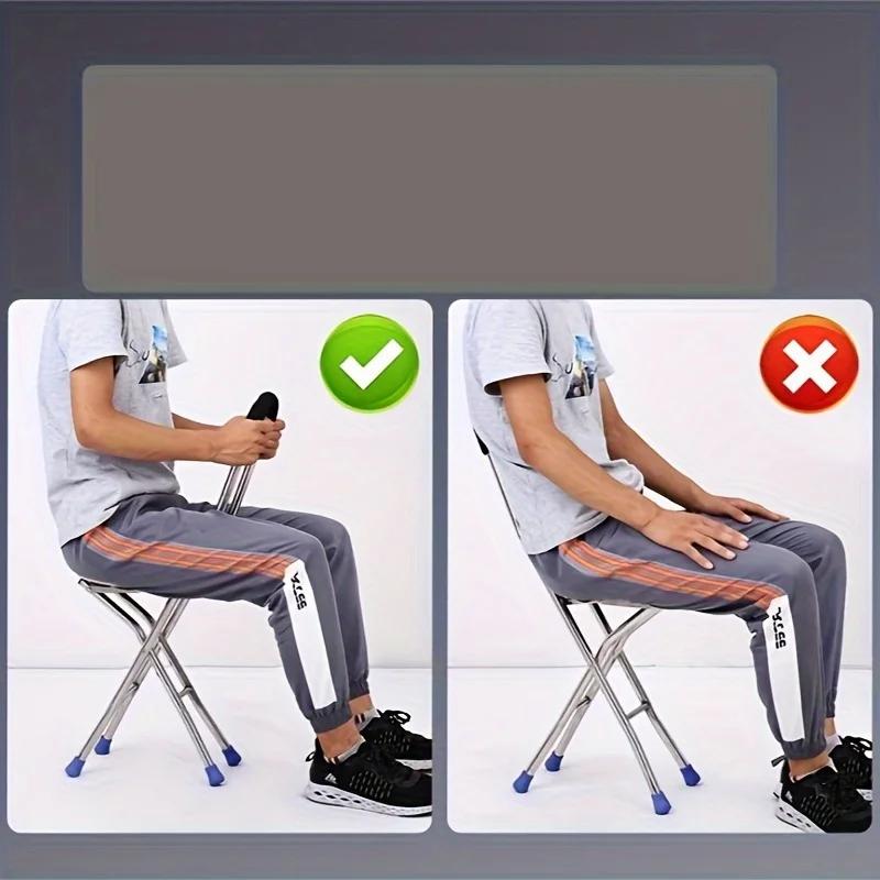 Adjustable Walking Stick with Seat - 3-Legged Folding Cane Stool for Elderly, Non-Slip & Portable Support, crutch chair, walkers