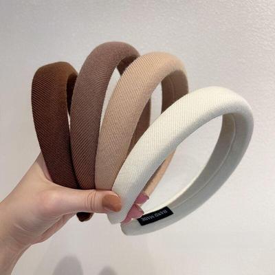Retro Französischer Stil Kaffeefarbenes Schwamm-Stirnband - Breitkrempiges Haaraccessoire für Frauen