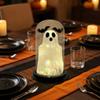 Mysterious Atmosphere Night Light Halloween Up Ghost In Dome Cloche, Cute Gothic Desktop Ornament with Bats for Home Kitchen Mantel Tabletop