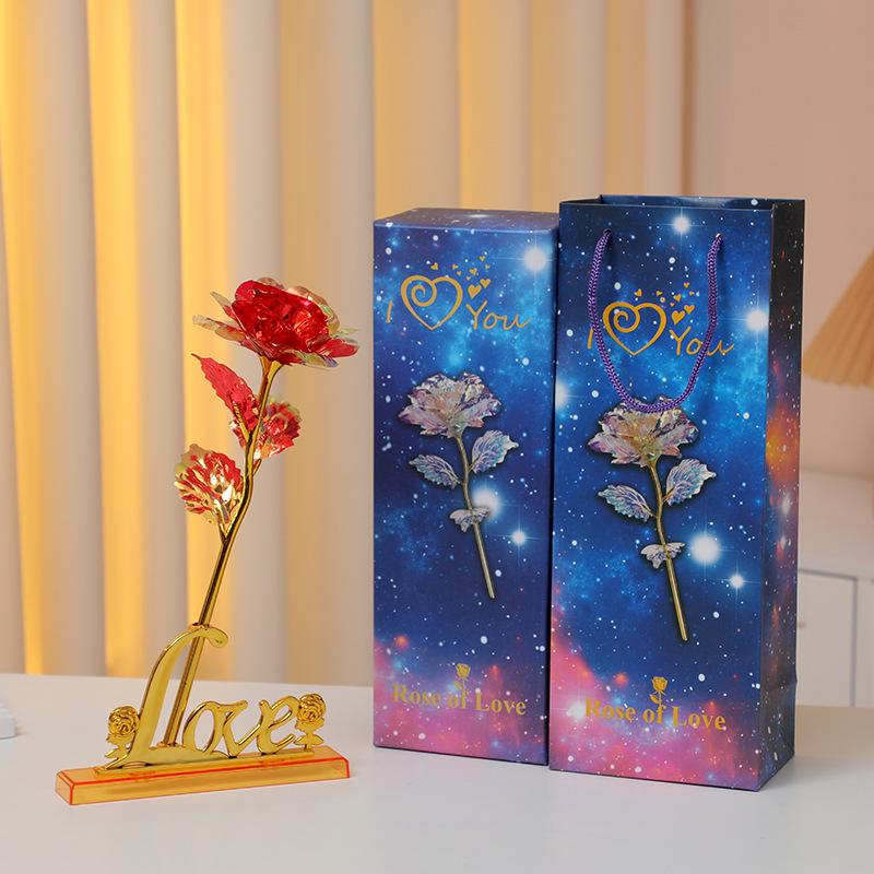 Φωτεινή Ανθοδέσμη με Τριαντάφυλλα από Φύλλο Χρυσού 24Κ: Διατηρημένα Τεχνητά Λουλούδια για την Ημέρα του Αγίου Βαλεντίνου, την Ημέρα της Μητέρας και τα Γενέθλια