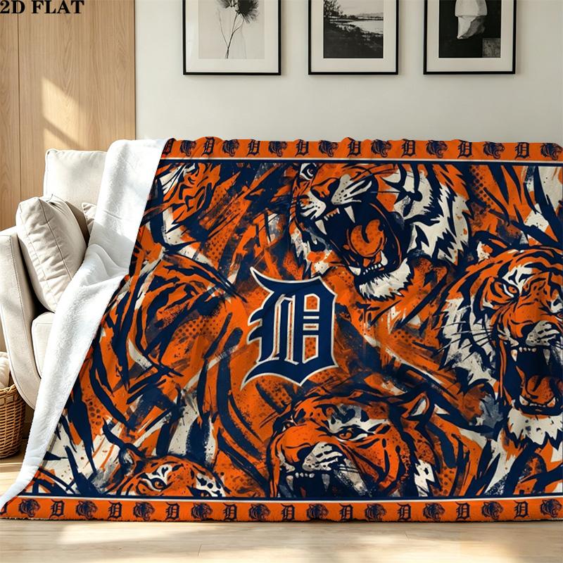 Detroit Tigers Print Flannel Blanket High Quality Warm Comfortable Cover for All Seasons Perfect for Gifts Home Decor