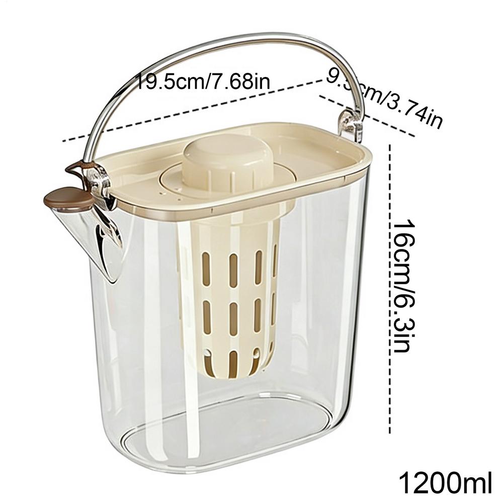 Drink Pitcher 1200ml with Handle Leakproof Clear Jug Fridge Water Pitcher with Lid for Home Kitchen Apartment Restaurant