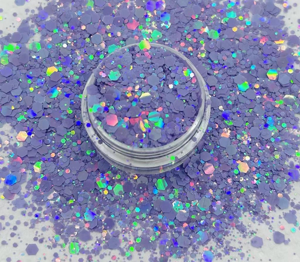 Hot Selling High Sparkle Holographic Epoxy Resin Chunky Glitter for Crafts Nail Face Body