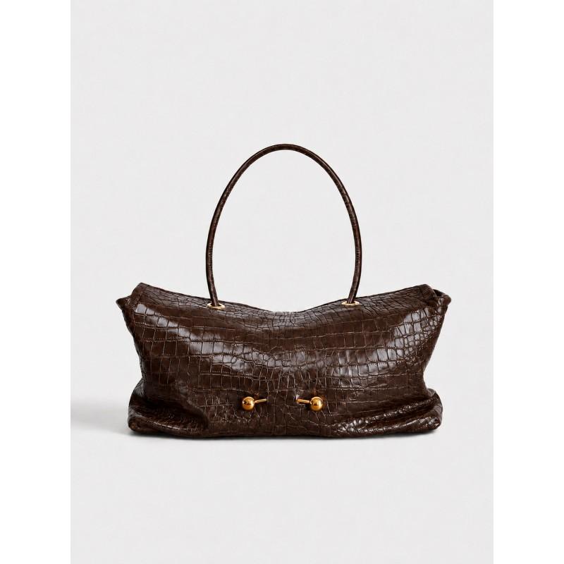 Womens Crocodile Texture Tote Bag Shoulder