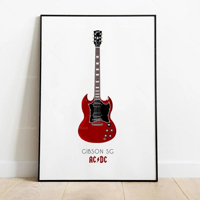 Picture Canvas Printing Electric Guitar Wall Art Poster Living Room Decoration Minimalist Poster of Band Guitar Without Frame