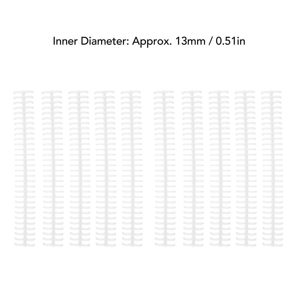 10Pcs Binding Spines Spirals Coils Combs 30 Holes Plastic Strip for Loose Leaf 1Celsius2in Diameter