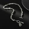 Personalized Irregular Ccb Beaded Ot Buckle Necklace, Fashionable Black Acrylic Diamond Pendant Collarbone Chain
