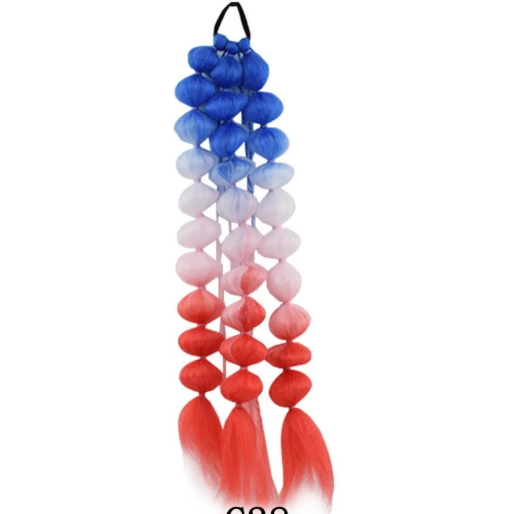 20" Colored Hair Extensions Lightweight with Hair Tie Kids Bubble Ponytail Extension Fashion Women Handmade Braided