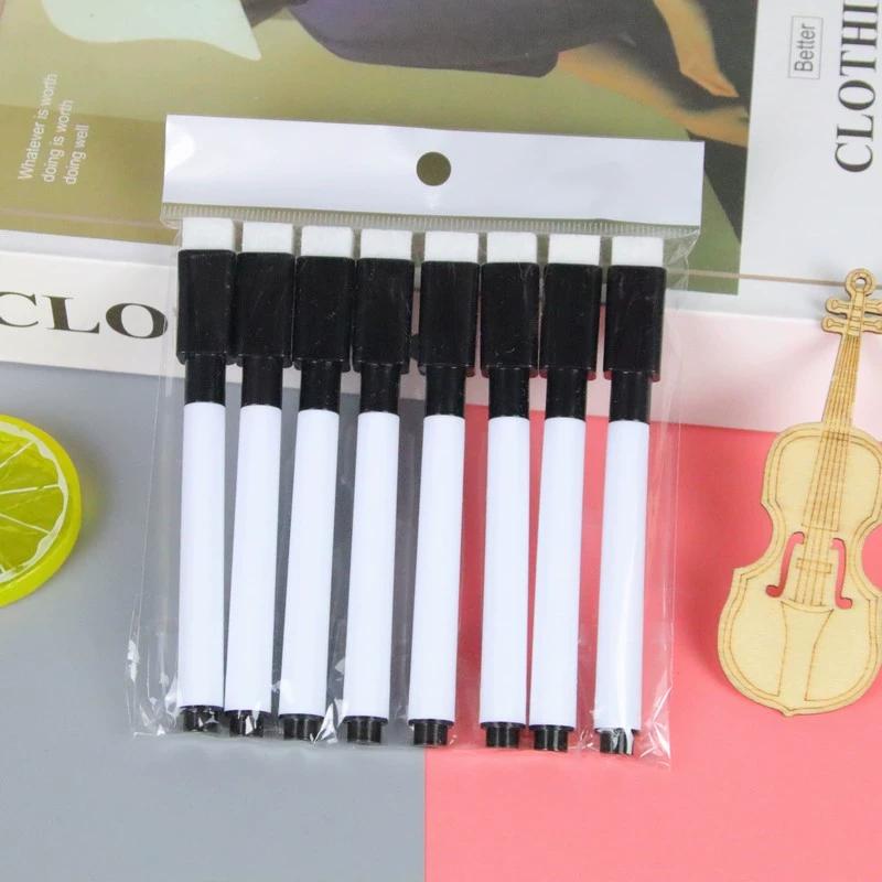 8pcs/set Erasable Whiteboard Markers Vibrant Colors & Black for Kids Drawing Office & School Stationery Gift