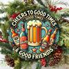 Vintage 8x8 Inch Metal Poster Cheers To Good Times Sign for Bar Wall Decor