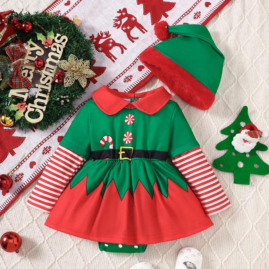 Girl Christmas Outfit Bodysuit Cute Newborn Clothes for Dress Up Carnival