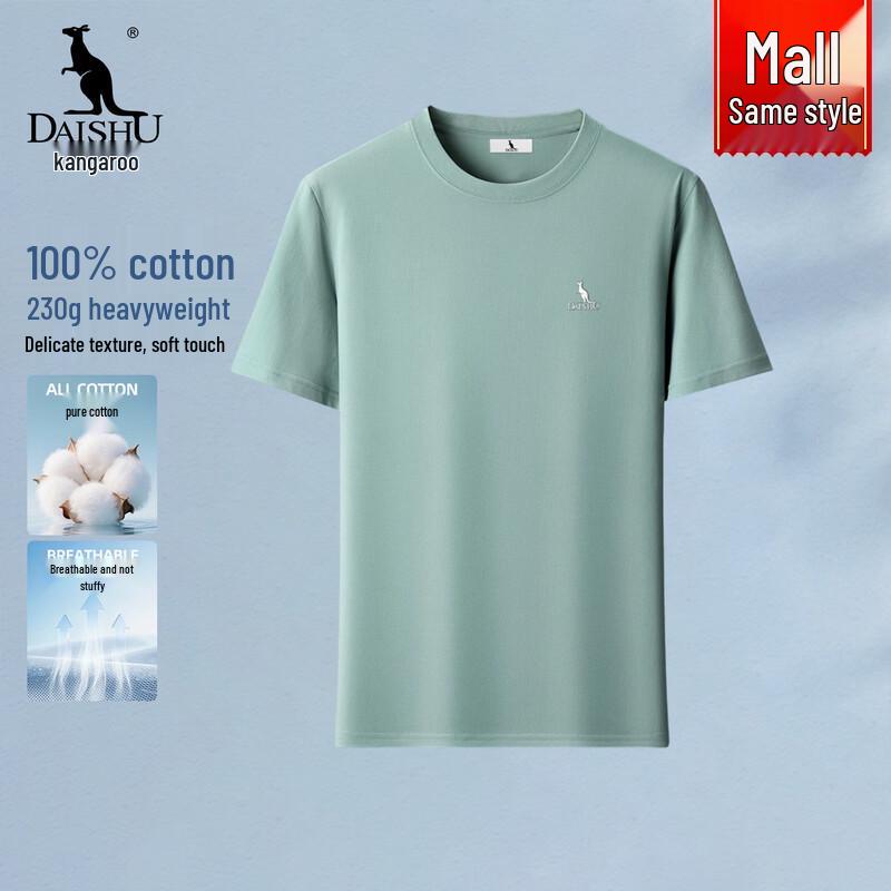 DAISHU Men s 100% Cotton Solid Color Short Sleeve T-Shirt 5XL