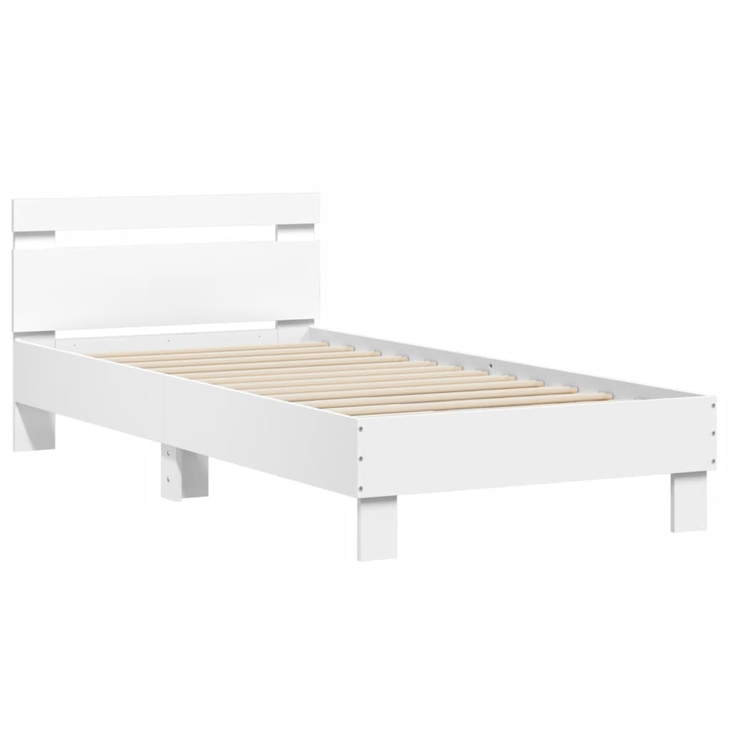 White Bed Frame with Headboard 75 x 190 cm Engineered Wood