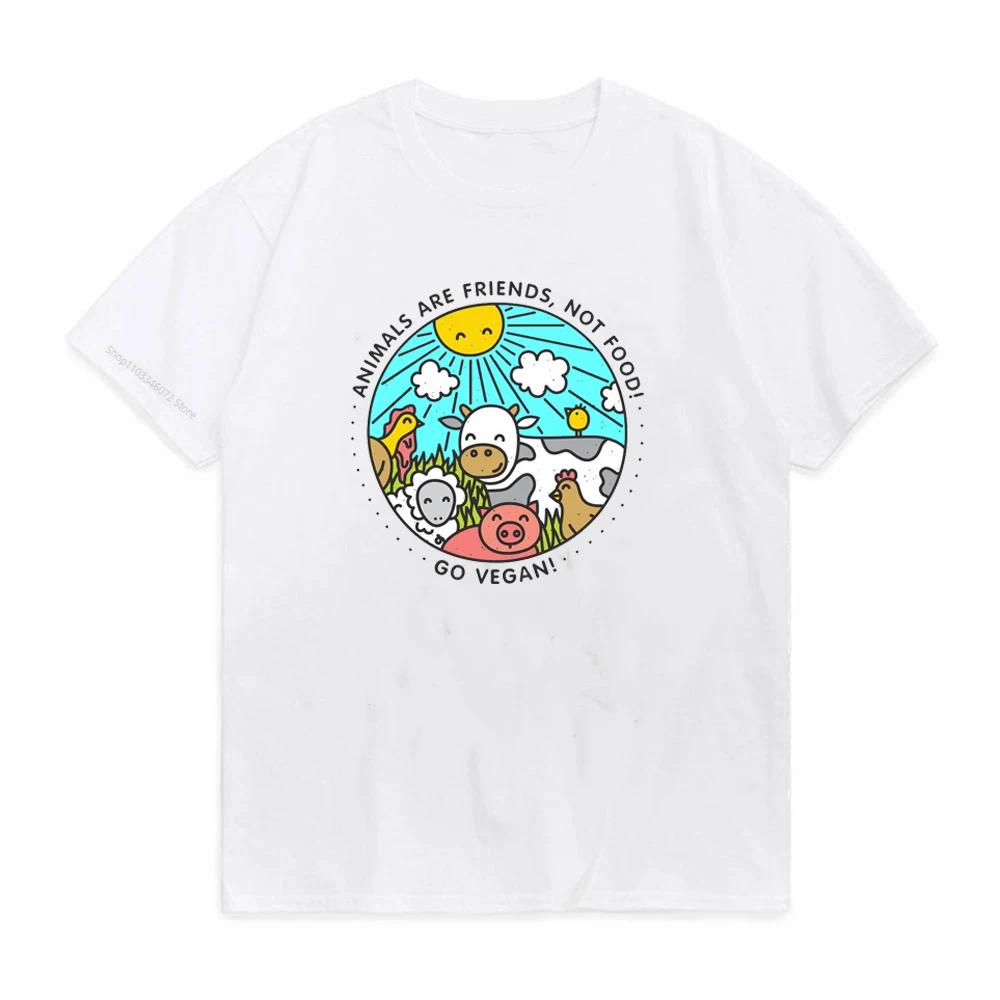 Animals Are Friends Not Food Tshirt Unisex Harajuku Cow Print TShirt Graphic Tshirt For Unisex Tshirt Tee Gift For Vegan Shirt S