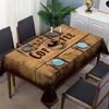 1pc Retro Wood Grain Coffee Pattern Printed Long Square Tablecloth Dining Table Tea Table Cover for Holiday Party Scene Decoration