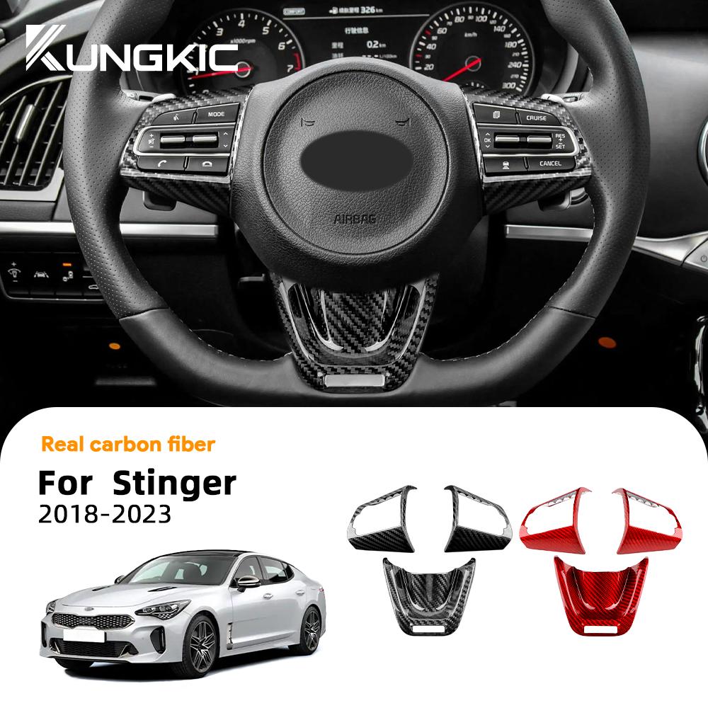 Real Hard Carbon Fiber Cover For Kia Stinger CK 2018 2019 2020 2021 2022 2023 Car Steering Wheel Panel Interior Trim Accessories