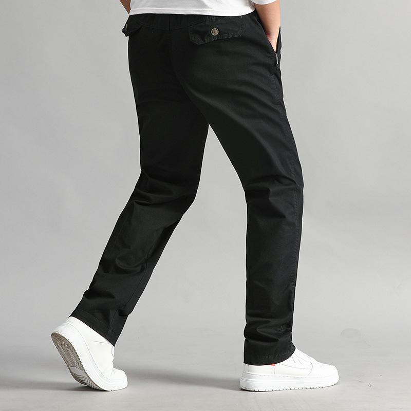 Pantaloni cu elastic pentru bărbați cu talie mijlocie Pantaloni drepți cu șnur cu șnur largi Pantaloni bărbați de vârstă mijlocie de mărime mare