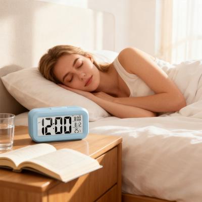 Digital Alarm Clock Large LED Display Volume Adjustable Touch Snooze Date Temperature Display Battery Operated Home Bedroom Clock