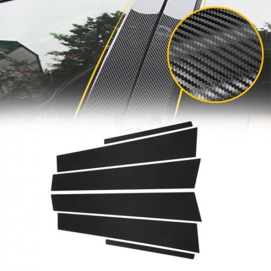 

6X Fiber Carbon Window Cover Trim Door Posts Kit Fit Dodge Charger 2011-