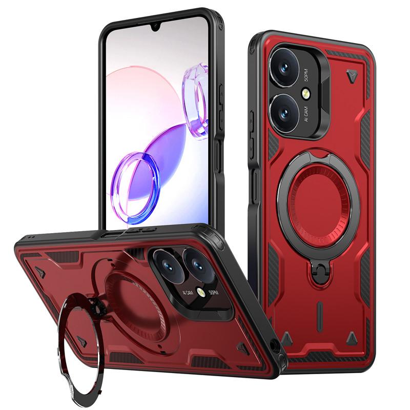 

For Xiaomi Redmi 13C 4G 5G, 13R, POCO M6 5G Case Magnetic Anti-drop Hard PC Ring Bracket Suction Back Cover For Redmi 13R 5G