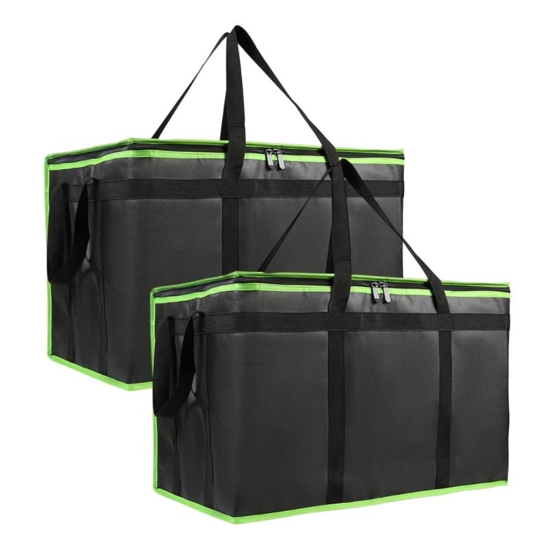 2PCs Heavy Type Insulated Pizza Delivery Bags With Thermals Insulation Waterproof Lining Keep Food Cold Hot Outdoor Event