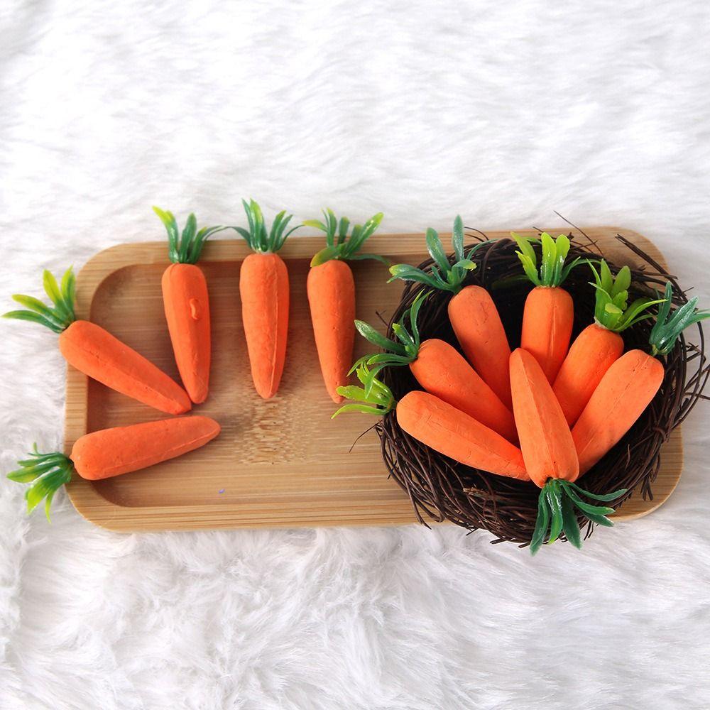 12Pcs Realistic Mini Easter Carrots Handmade Mini Carrot Hanging Pendant  Party Supplies