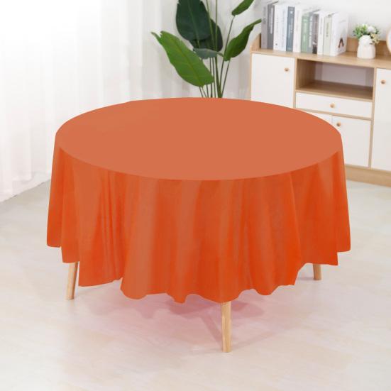 10Pcs Plastic Table Cloth 84 Inch Disposable Tablecloth Easy Cleaning Round Table Cover Parties Picnic Birthday Wedding Supplies