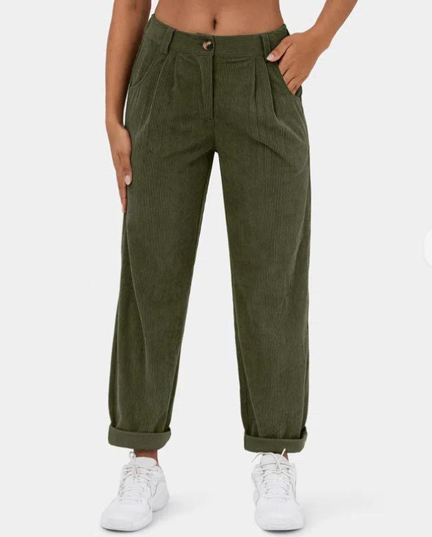 

New Women s High Waist Corduroy Pants - European American Autumn/Winter, Solid Color, Loose Fit, Straight Leg XXL
