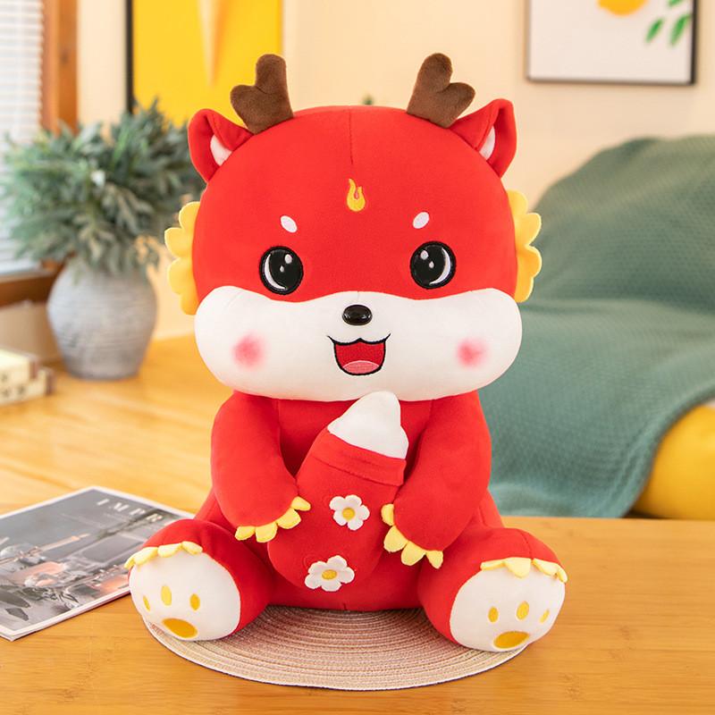 Dragon Plush Toy New Year Gift Bottle Dragon Custom Logo Options Soft Pp Cotton**