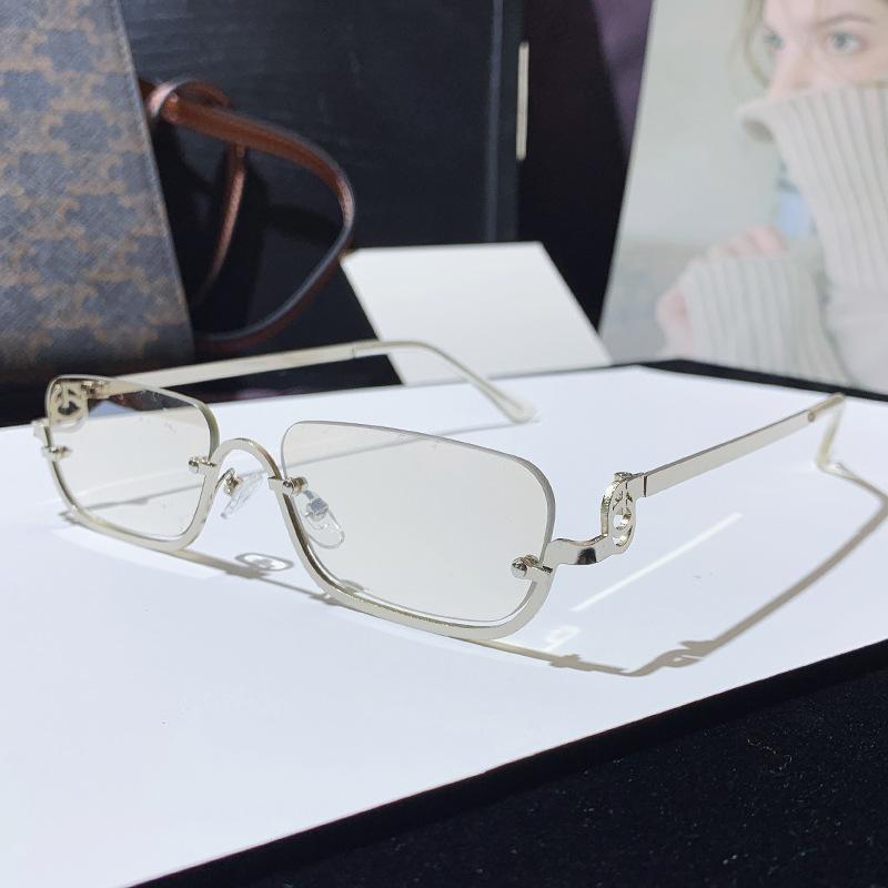 Modische kleine quadratische Sonnenbrille für Damen mit kleinem Rahmen aus Metall, quadratisch, für Damen, Luxusmarke, Halbrahmen, rechteckige Sonnenbrille