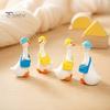 Cute Duck Figurine 4Pcs Mini Goose Figurines, Miniature Geese Statues with Hat & Bag, Tiny Resin Animal Healing Desktop Ornament Micro Landscape