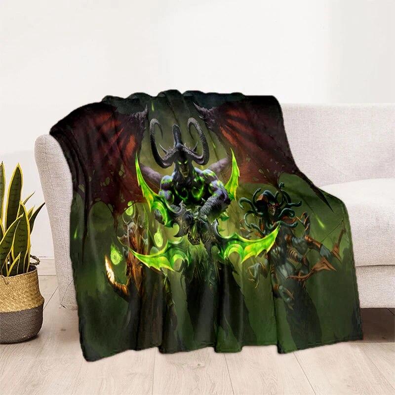 World of Warcraft Pattern Oversized Manta Sofa Bed Cover Soft and Hairy Blanket Plaid Soft Warm Flannel Throw Blankets Fans Gift