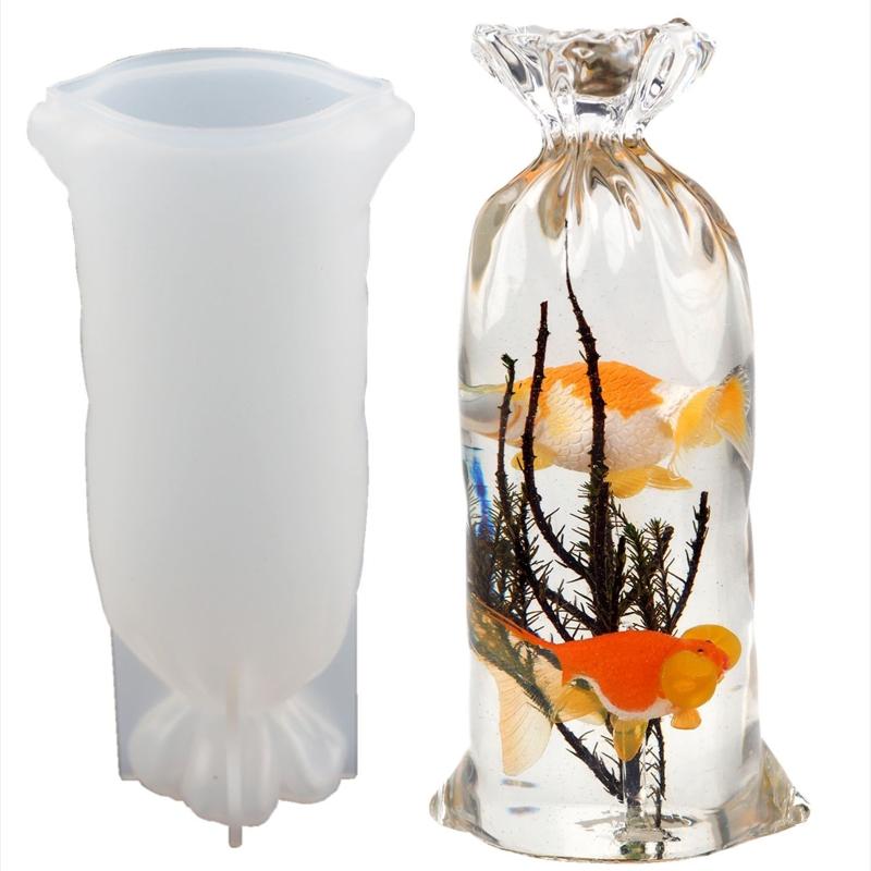 Unique Silicone Mold for 3D Goldfish Lucky Bag Resin Epoxy Casting Molds for Home Decor Ornament Water Bag Tabletop Mold