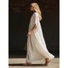 Abito Maxi Estivo da Donna a Manica Corta a Pipistrello, Scollo a V, Colore Unito, Ampio e Fluido, Casual, Lungo, per Vacanze, Spiaggia, Uso Quotidiano