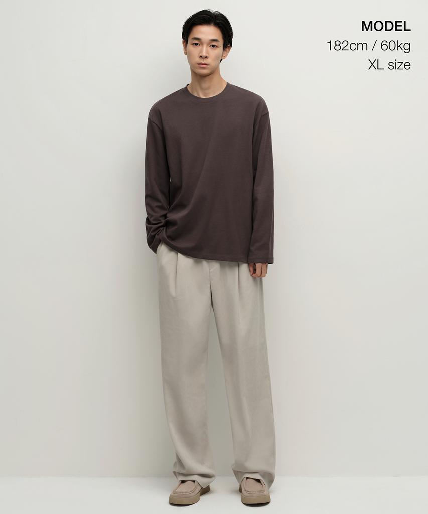 MUSINSA STANDARD [Heat Standard] Crew Neck Long Sleeve T-Shirt [Dark Brown]