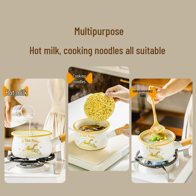 Shu Ke 1,2L smaltovaný hrnec na mléko 'Šťastný sáček'