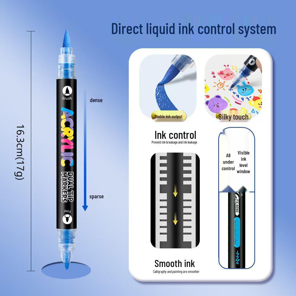 Doppelspitzen-Flüssigacryl- und Aquarellstift-Set für Glasmalerei - Wasserdicht, Weiche & Harte Spitzen