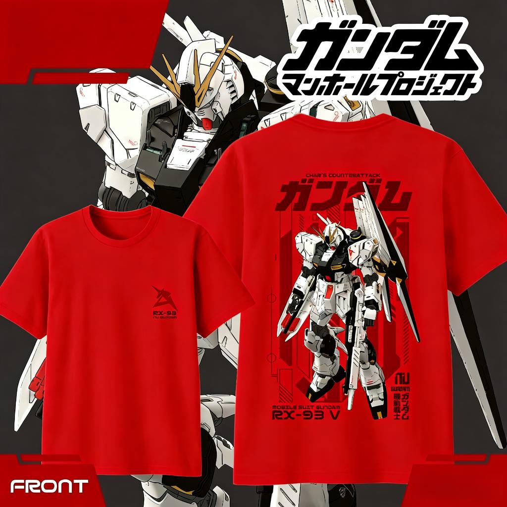 Anime GUNDAM RX93 Cartoon Baumwoll-T-Shirt 2026 Sommer Kinder Unisex Damen Mode Lässiges Kurzarmshirt Streetwear Unisex