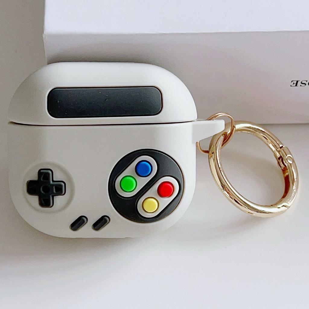 For AirPods 4 Silicone Case Game Console Shape Wireless Earbuds Shell with Hook